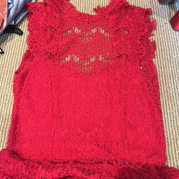 NWT FREE PEOPLE daydream lace red mini dress size small - Picture 10 of 15